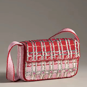 Bolso de Solapa Clásico de Algodón para Mujer, de Alta Calidad y Moderno, con Detalles de Cuentas y Hilos, en Colores Variados, para Bodas y Fiestas - Product Image 1