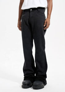 Custom Drop Ship Stock Street Wear Stock <b>Men</b> <b>High</b> <b>Waist</b> Stacked Flare <b>Jeans</b> Pants - Product Image 2