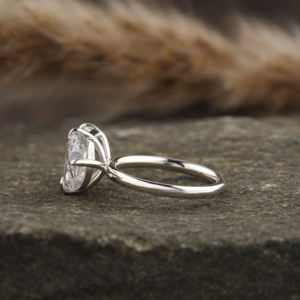 Luxurious Two Stone Engagement <b>Ring</b> with <b>Emerald</b> & Pear Cut Lab Grown Diamonds 950 Platinum Anniversary Gift <b>Ring</b> IGI Certified - Product Image 2