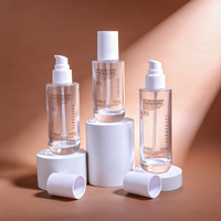 Ensemble d'emballages cosmétiques en verre mat de couleur personnalisée de luxe, flacons de lotion 30g/50g/100g/150ml et pots transparents pour soins de la peau