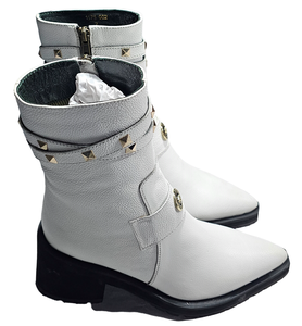 Helin Zapatos de mujer de calidad premium Diseño de botín de Punta cerrada blanca para estaciones de primavera Otoño e Invierno - Product Image 5