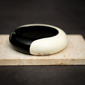 Pulseras de joyería de madera Natural artesanal de Vietnam para mujer joyería laca brazalete blanco y negro - Product Image 2