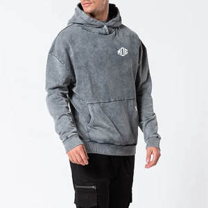 Nueva llegada de calidad superior de invierno lavado ácido sudaderas con capucha ropa informal transpirable lavado ácido sudaderas con capucha hombres 100% algodón - Product Image 2