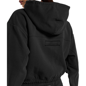 Sudadera con capucha y Top corto de gran tamaño personalizada para mujer, Jersey informal, sudadera recortada con logotipo en la parte delantera para la temporada de invierno - Product Image 5