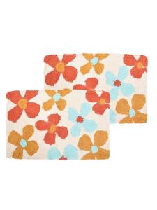 Magnifique tapis de bain en coton à motifs floraux tapis de salle de bain antidérapant tapis de bain absorbant tapis de sol bleu et blanc lavable en machine - Product Image 2