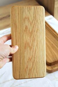 Bandeja de servicio decorativa rectangular artesanal de madera maciza auténtica Natural moderna para postres de frutas y uso de café - Product Image 5