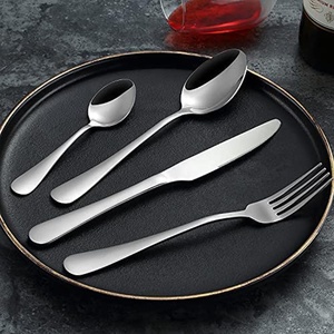 Ensemble de couverts en acier inoxydable poli miroir, argenté nickelé, avec manche personnalisé, pour la maison et l'hôtellerie (cuillère et fourchette) - Product Image 1