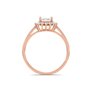 IGI Certified Emerald Cut Lab Grown Diamond Floral Halo Engagement & Wedding <b>Ring</b> in 9K Yellow / White & Rose Gold - Product Image 3