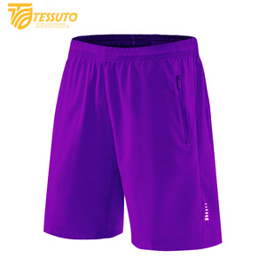 Te New 2025 Summer Trend Men's Gym Sports Shorts Outdoor Running Fitness Breathable Double <b>Layer</b> Solid Plain Dyed - Product Image 1