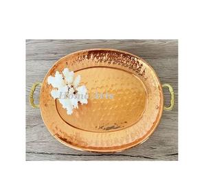 Bandeja de cobre martillado para servir chocolates con asas de latón Bandeja de postre de diseño maravilloso al precio más barato - Product Image 1
