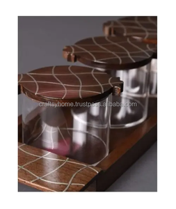 En bois avec plateau d'incrustation de coquille avec boîte en acrylique Plateau de service pour la maison Hôtel Mère de perle Boîte couvercle boîte à chocolat - Product Image 3