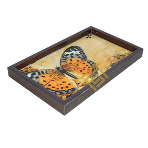 Top Standard plateau de service de noël de haute qualité avec corde Format cadeau de vacances décor à la maison Art thème dernière conception ronde bois - Product Image 3