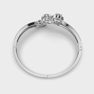 IGI Certified Mixed Shape Lab Grown Diamond Designer <b>Bangle</b> <b>Bracelet</b> in 9K Yellow / White / Rose Gold with Halo Setting - Product Image 4