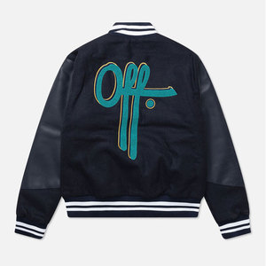 Veste universitaire de style vintage avec col montant et logo frontal, en laine douce, coupe personnalisée, blocage de couleur pour l'équipe du lycée - Product Image 2