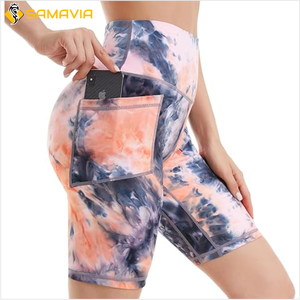 SAMAVIA Custom High Waist Biker Yoga Shorts para mujeres con bolsillos Spandex Workout Gym Leggings Fabricante OEM - Product Image 5