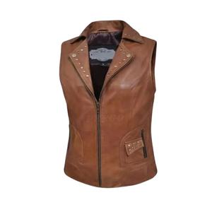 Chaleco de Cuero para Motociclistas al por Mayor para Mujer |   Nuevo Material, Cómodo de Usar, Transpirable, de Alta Calidad, Prenda Exterior de Cuero sin Mangas a la Moda - Product Image 5