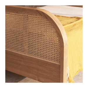 Fábrica de madera de teca de cama de madera para niños pequeños en moderna cama cómoda de teca para niños con cabecero de ratán para el hogar muebles de cama para niños - Product Image 2