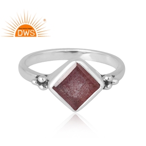 Dernière vente 925 argent Sterling naturel fraise Quartz bague en pierres précieuses bijoux personnalisés pour les femmes cadeau pour elle - Product Image 3