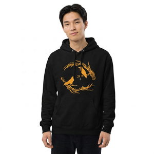 Sweat-shirt à capuche noir pour homme avec imprimé d'oiseaux jaunes, pull en polaire décontracté, vêtement d'automne - Product Image 2