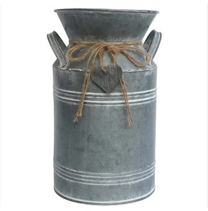 Moderno Shabby Chic Vintage decoración del hogar florero transparente rústico galvanizado lata de leche estilo francés cubo jarra para - Product Image 6