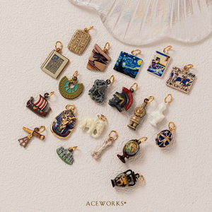 Miniaturas del Patrimonio Mundial |   Colgantes de latón chapado en oro de 18 quilates con esmalte, con motivos de lugares emblemáticos de historia antigua y arte cultural, para la fabricación de joyas - Product Image 2