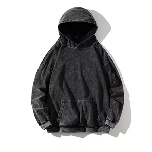 เสื้อฮู้ดดี้ผู้ชายผ้าฝ้าย 100% หนัก 500 กรัม ทรงหลวม ล้างสีแบบแอซิดวอช ผ้าฟลีซ ระบายอากาศ กันลม มีซับใน เหมาะสำหรับฤดูหนาว - Product Image 5