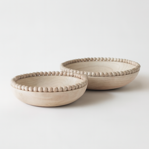 Cuencos de madera negros hechos a mano con borde de cuentas Juego de dos cuencos de madera elegantes para comedor y uso decorativo - Product Image 4