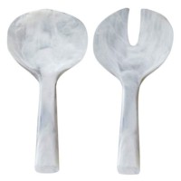 Ensemble de 2 ustensiles à salade en résine rose ivoire, écologiques, compatibles lave-vaisselle, design moderne, pour la maison et la cuisine, fabriqués en Inde