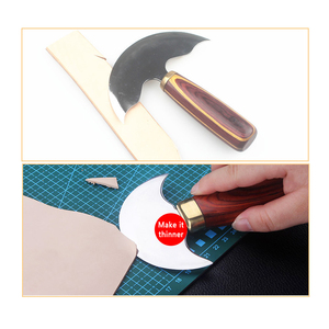 Couteau à tête en cuir de qualité supérieure avec lame à tranchant incurvée Couteau rond en cuir Cutter en acier inoxydable fait à la main - Product Image 6