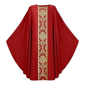 Robe de soutane rouge avec logo personnalisé et col détachable pour les hommes, vêtements traditionnels du clergé de l'église - Product Image 1