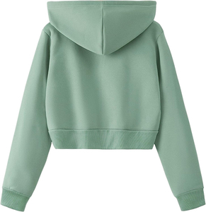 Vente en gros de sweats à capuche courts zippés pour femmes, personnalisés, en toile, style streetwear, respirants, écologiques, imprimés sur mesure - Product Image 2