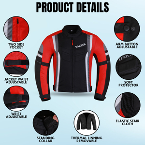 Chaqueta de motocicleta para hombre textil Cordura Racing Biker Riding aprobado impermeable transpirable todo tipo de clima 380g de alta calidad - Product Image 6