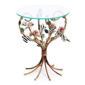 Table basse en aluminium magnifiquement conçue avec un design inspiré des fleurs et une couche de verre supérieure idéale pour l'ameublement de la maison - Product Image 6