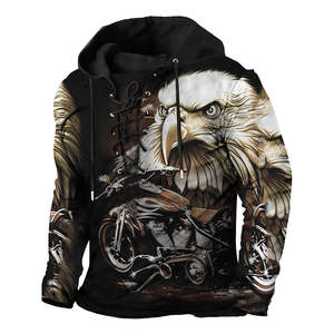 Sweat-shirts pour hommes à séchage rapide en gros, imprimés graphiques d'animaux, lion, imprimés vintage, pull à capuche en dentelle, sweat-shirt de sport personnalisé - Product Image 3