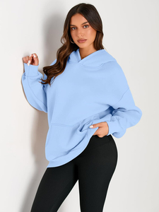 Nouveaux sweats à capuche décontractés surdimensionnés pour femmes, 100% coton, mode d'hiver, avec logo sur le devant - Vêtements de sport - Product Image 2