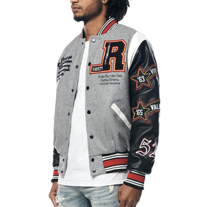 Personalizado de cadena chenille parche bordado manga de cuero blanco vintage béisbol Letterman chaqueta universitaria para hombres chaquetas de invierno - Product Image 1