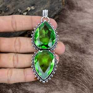 Pendentif en alliage de cuivre fait main avec péridot, certifié IGI, design unique, bijoux en pierres précieuses, cadeau élégant pour femmes - Product Image 3