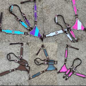 Ensemble de collier de poitrine de serre-tête en cuir de Crocodile occidental léger pour l'équitation dans le monde entier - Product Image 4