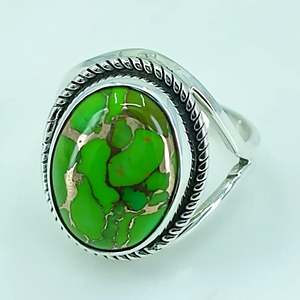 Anillo Boho con Piedra de Nacimiento de Enero, Turquesa Verde Cobre, Plata de Ley 925, Hecho a Mano, Talla Única, Regalo Perfecto para su Cumpleaños - Product Image 4