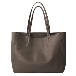Sac fourre-tout en cuir véritable, couleur unie, ouverture supérieure, style minimaliste, sac à main pour femme, usage quotidien, toutes saisons - Product Image 2