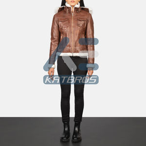 Veste en cuir véritable pour femme, forme moderne, toucher doux, coupe chaude, qualité supérieure, élégante, prête pour la ville - Product Image 6