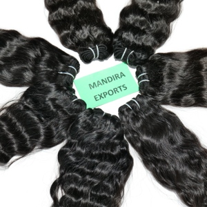 Vente en gros d'extensions naturelles ondulées crépues à double trame cheveux humains vierges non transformés de styles de vagues frisées à la machine du temple indien - Product Image 4