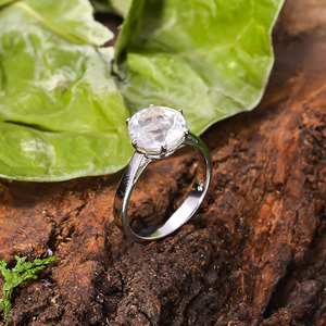 Bague de fiançailles en cristal naturel en argent Sterling 92.5, 3.2 grammes, belle pierre précieuse, bague ethnique incolore - Product Image 2