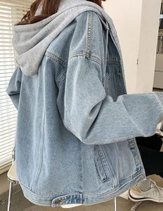 Veste en jean noire surdimensionnée pour femmes, streetwear décontracté, coupe ample, boutonnée sur le devant, vêtement d'extérieur, look superposé, manches longues, manteau tendance - Product Image 6