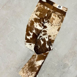 Pantalones de piel de vaca auténtica personalizados de alta calidad para hombre, ropa informal de Color sólido más vendida, pantalones de piel de vaca para hombre - Product Image 2