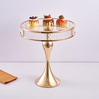 Support à gâteau de grande taille en métal et verre de forme ronde de qualité de luxe Design attrayant Vaisselle Décoration Support à dessert