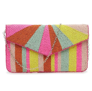 Bolso de mano con bordado Multicolor hecho a mano con cuentas para mujer, bolso de mano de fiesta Multicolor con cuentas de semillas de estilo indio de glowin fashion - Product Image 2