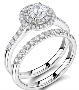 Round Diamond Shoulder <b>Set</b> Engagement <b>Ring</b> And Matching Band <b>Set</b> 1.0 Ct Lab Grown Diamond In 18K White Yellow Rose <b>Gold</b> Platinum - Product Image 1