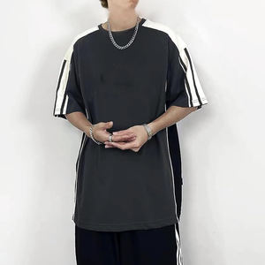 Streetwear T-shirt surdimensionné à manches courtes avec impression de logo personnalisé de haute qualité pour hommes, 100% coton à épaules tombantes - Product Image 4