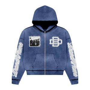 Custom Acid Washed Distressed Embroidery Logo Design Solid <b>Plain</b> Color <b>Tracksuits</b> for Men's Custom Logo Printed <b>Tracksuits</b> - Product Image 6